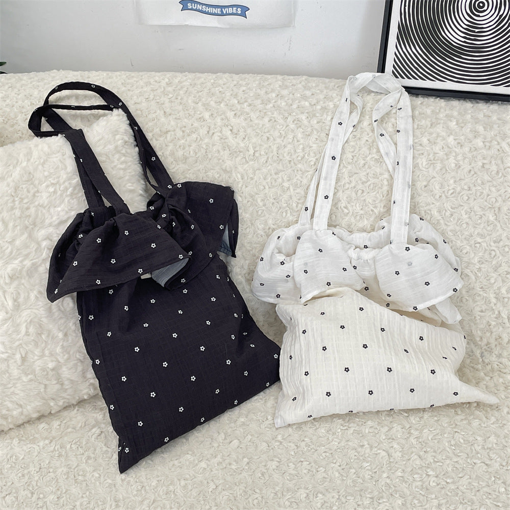 Wholesale Chiffon ruffle shoulder bag cute cherry canvas bag